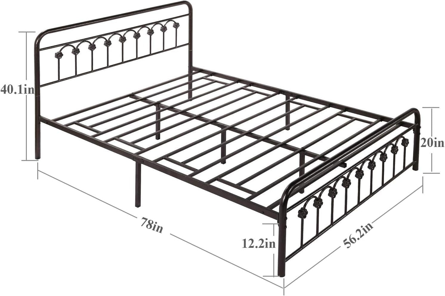 VECELO Full Size Metal Platform Bed Frame with Headboard and Footboard, Mattress Foundation with Steel Slat Support/No Box Spring Needed/Easy Assembly, Dark Copper