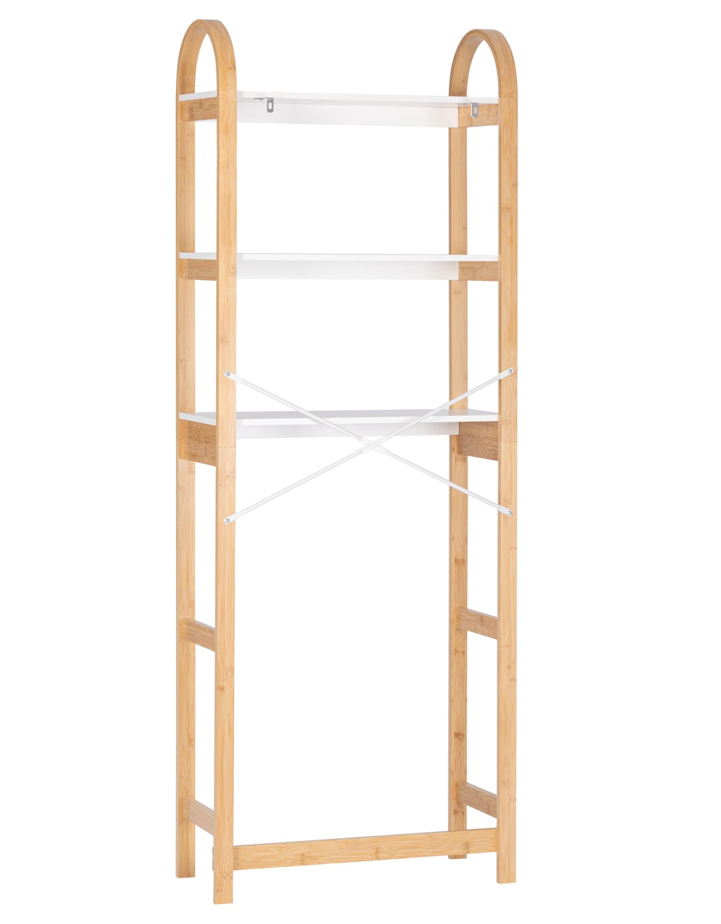 Spirich Over The Toilet Storage Shelf, 3-Tier Over Toilet Bathroom Organizer, Space-Saving Above Toilet Storage Shelf Rack with Bamboo Frame