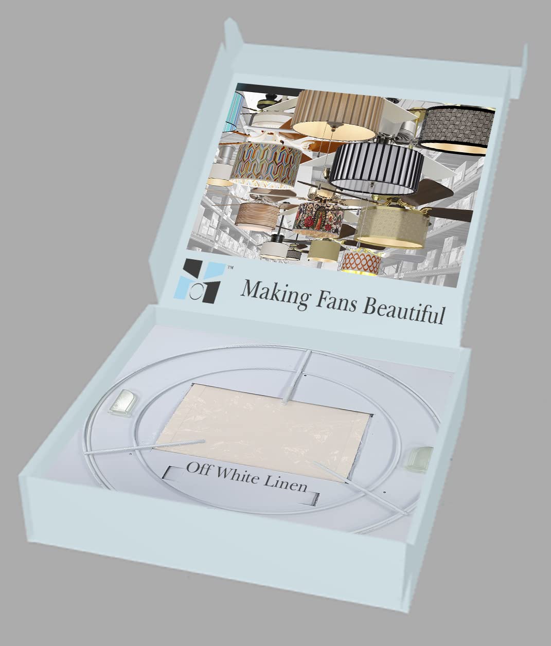 FANTASTIC SHADE CLIPS Ceiling Fan 100% Linen Shade DIY Bundle + Patented Adapters & FREE Diffuser, Fits 98% of Fan Light Kits (*YOU MUST CHECK FOR COMPATABILITY BEFORE PURCHASING*) Off-White