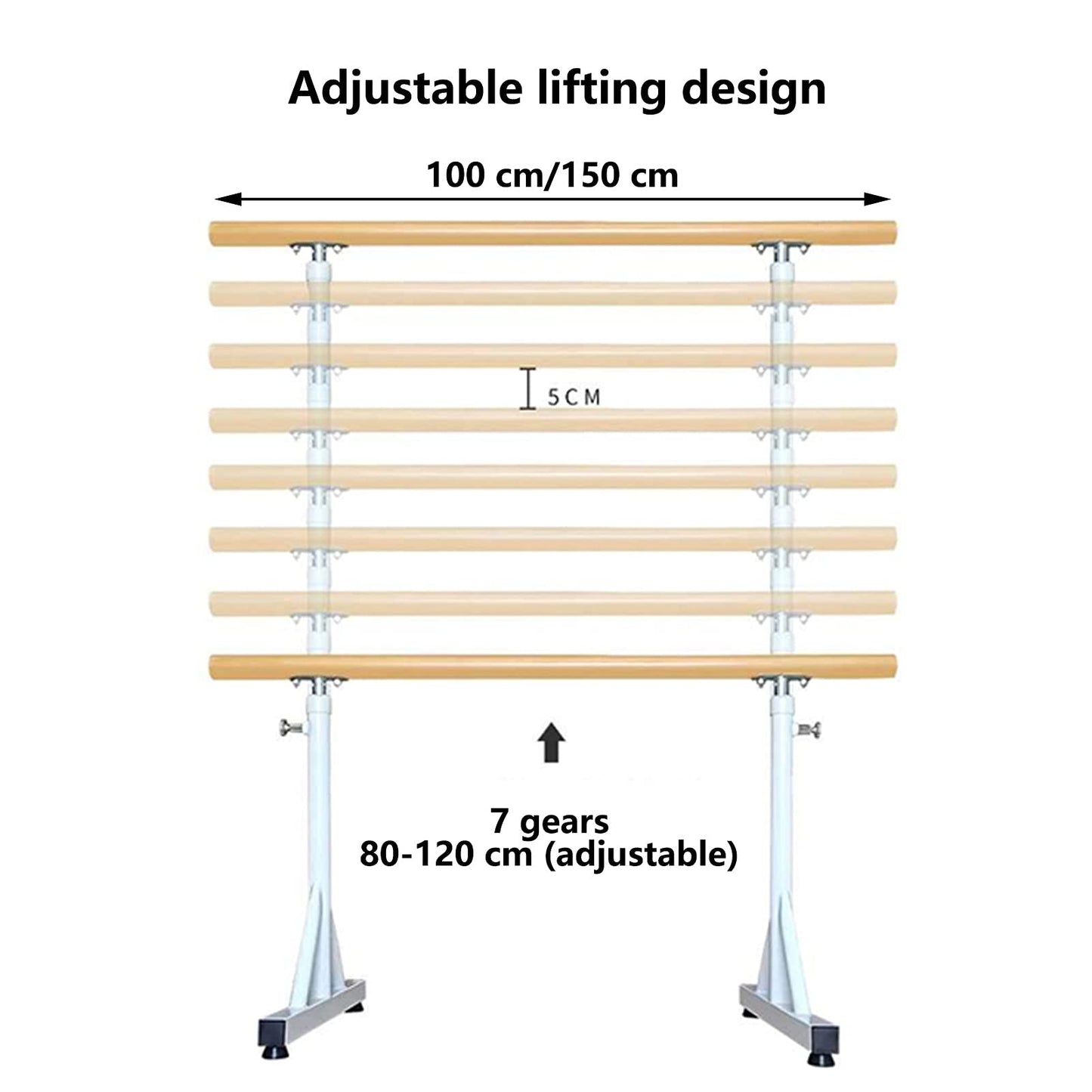 DUHTFCY Portable Dance Pole, Home Mobile Barre Equipment with Non-Slip Foot, Free Standing Adjustable Ballet Barre for Stretch,