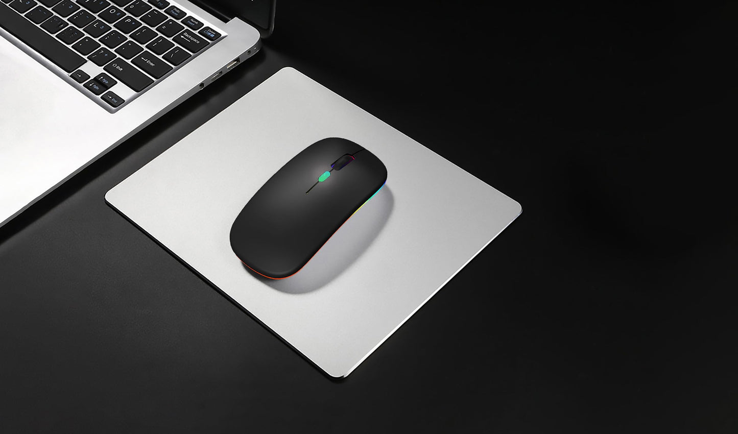 Wireless Bluetooth Mouse Rechargeable Laptop Mice with LED Lights Silent Slim Use(BT5.2 and 2.4G Portable USB Receiver)Dual Mode Computer Mouse for Laptop/iPad/Tablet/Apple/Computer/Mac(Black)