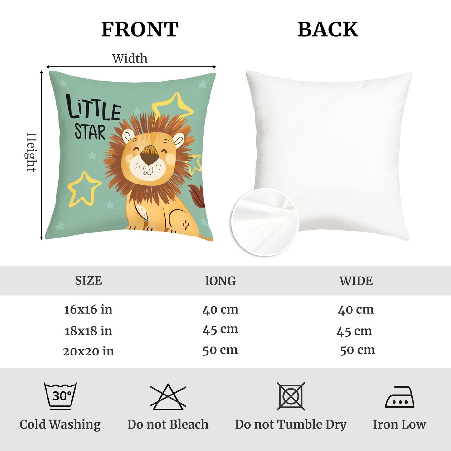 Joymaison Cartoon Animals Throw Pillow Covers 18x18 Inch Set of 4 Baby Elephant Giraffe Lion Monkey Cushion Pillow Case Nursery Home Decor for Kids Toddlers Teens