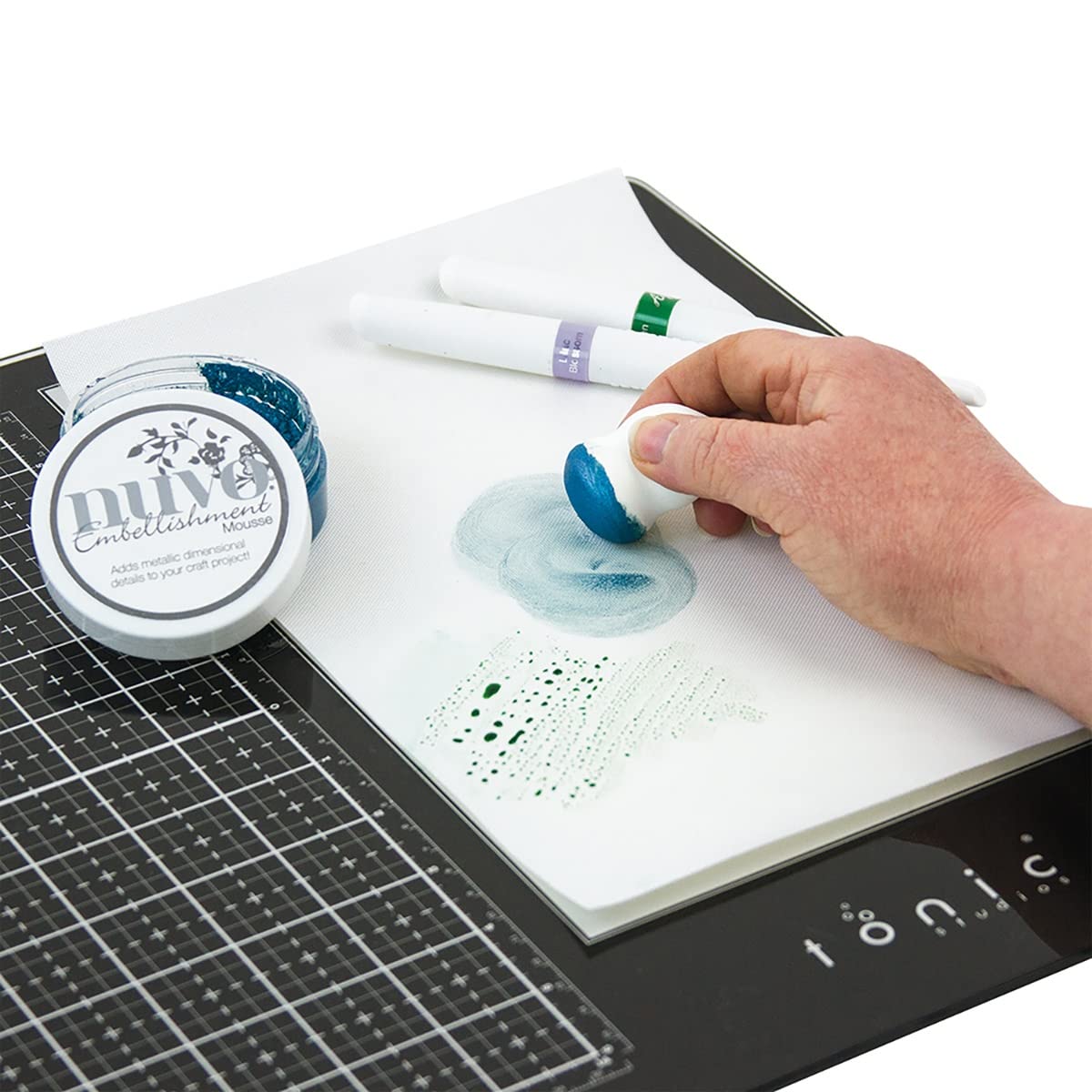 Tonic Studios Replacement Palette for Glass Cutting Mat - 7.5x11 Inch Non-Stick Overlay for Mixing Paints, Inks, and Stamping - Removable and Easy to Clean