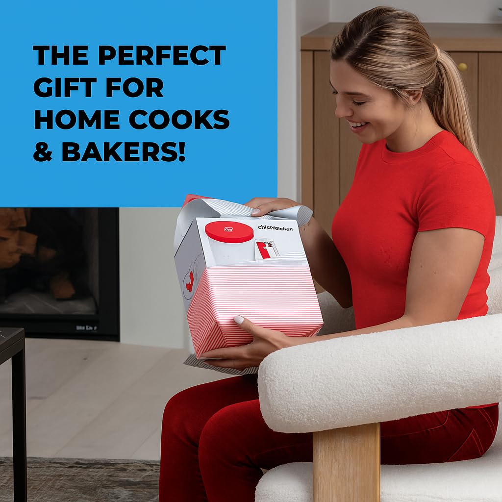 Pancake Batter Dispenser - Kitchen Must Have Tool for Perfect Pancakes, Cupcake, Waffle, Muffin Mix, Cake & Crepe - Easy Pour Baking Supplies for Griddle - Pancake Maker with Measuring Label (Red)