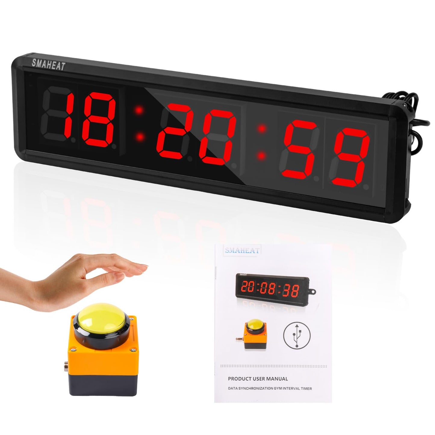 SMAHEAT Fitness Timer with Stopwatch Button, Suitable for School/exam/Home Exercise/Gym/Gym SMAHEAT Electronic Fitness Timer (1.8-inch Data PC synchronous Transmission Model)
