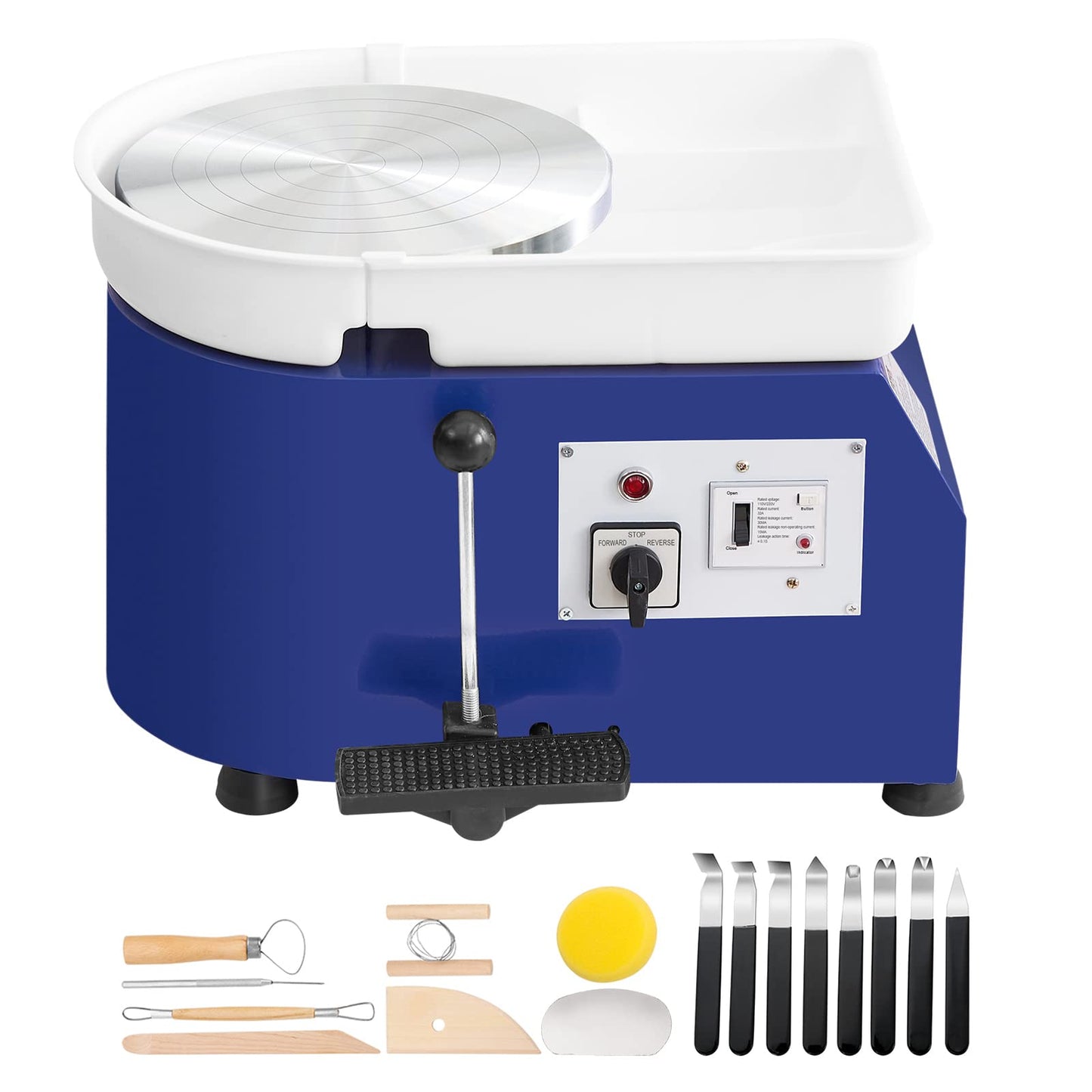 VEVOR 11inch Pottery Wheel, 350W Ceramic Wheel Forming Machine, Adjustable 60-300RPM Speed Handle and Foot Pedal Control, ABS Detachable Basin Sculpting Tool Apron Accessory Kit for Work Art Craft DIY