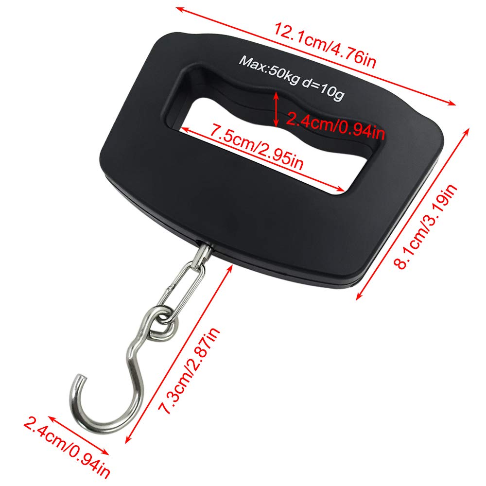 AFUNTA 50Kg 10g Luggage Weight Scale, LCD Luggage Scale Travel Digital, Fish Scale, Home Electronic Portable Hanging Weight Hook Travel Luggage Scale