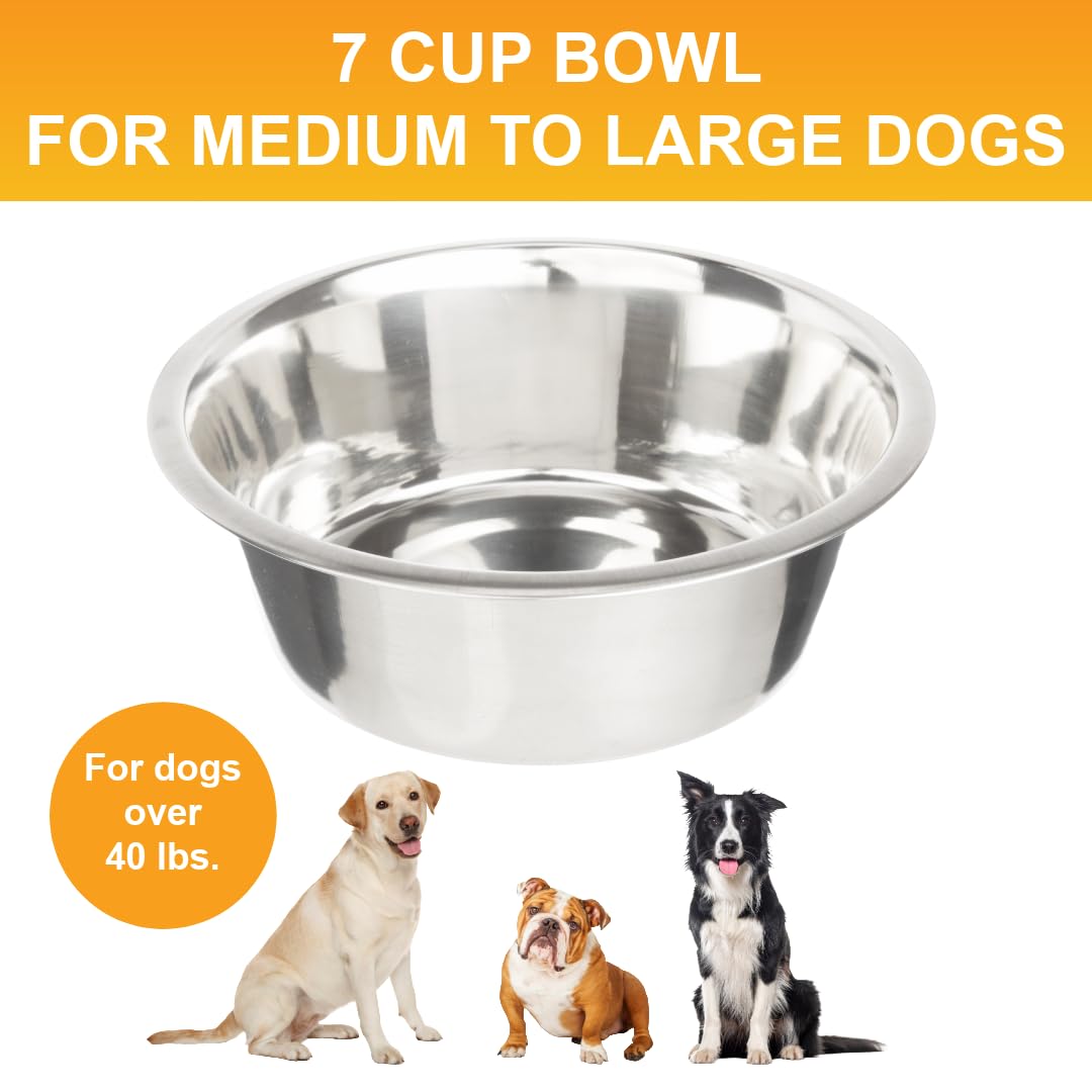 Neater Pet Brands 7 Cup (56 oz.) Stainless Steel Dog Bowls, Set of 2 Neater Feeder Replacement Bowls (M/L Express, Large Deluxe Models), Dog Food Bowl & Water Bowl, Dishwasher Safe Metal Dish for Dogs