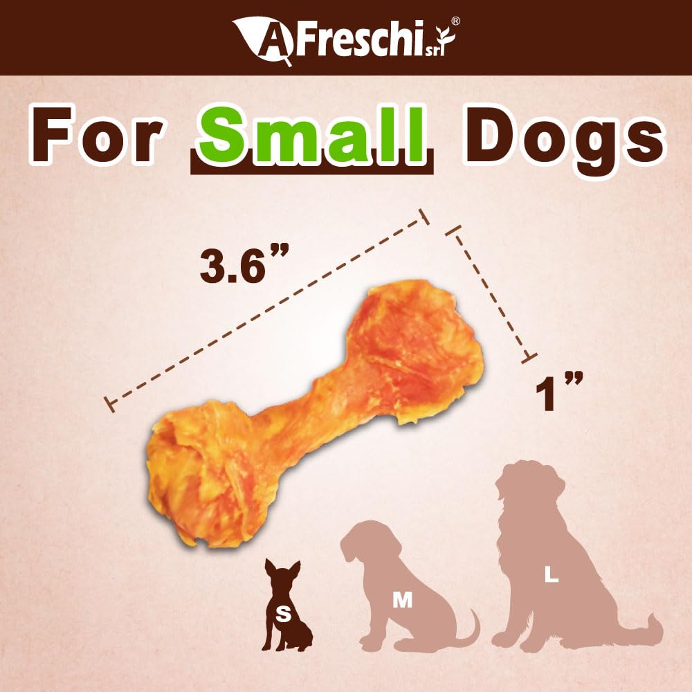 AFreschi Natural Turkey Tendon Bone (S) 8 oz, USA-Sourced Turkey Tendon, All Natural Puppy Chew, Hypoallergenic, Rawhide Alternative, for Small Breeds
