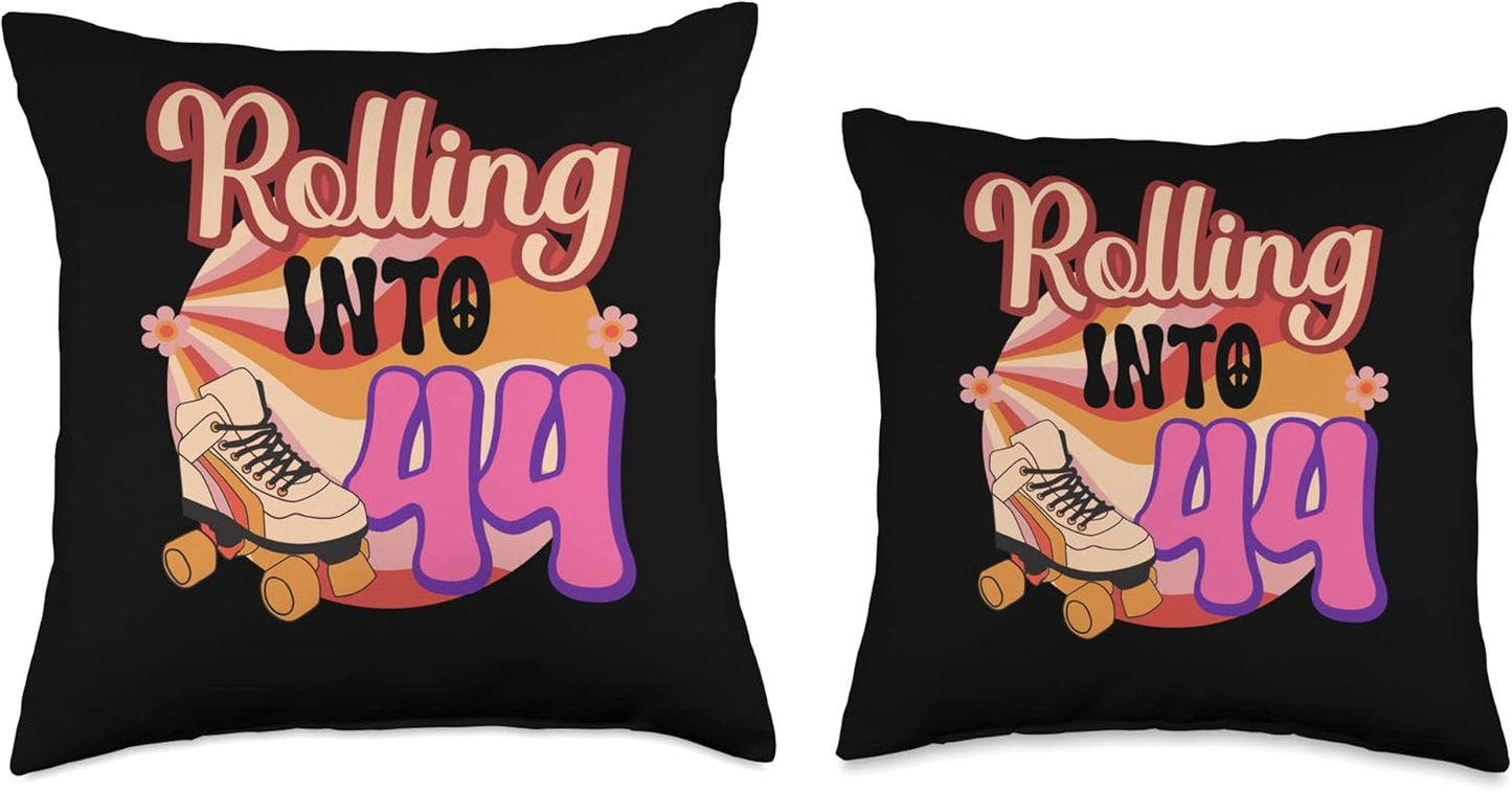 In-line Skates Towards 1982 Rolling Into 44 Throw Pillow, Multicolor, 16x16