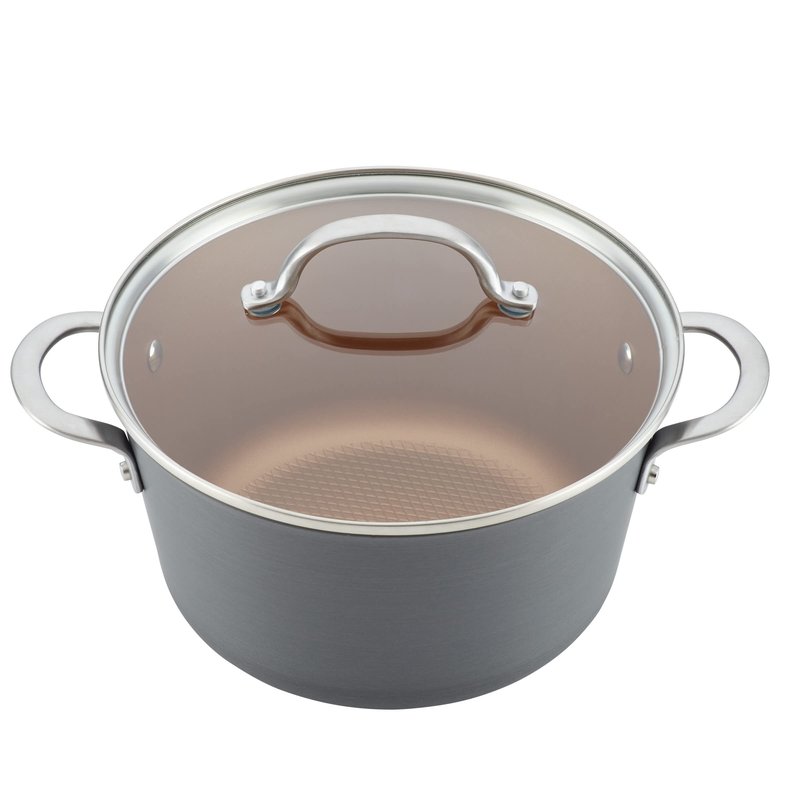 Ayesha Curry Kitchenware Ayesha Curry Home Collection Hard Anodized Nonstick Cookware Pots and Pans Set, 9 Piece, Charcoal Gray