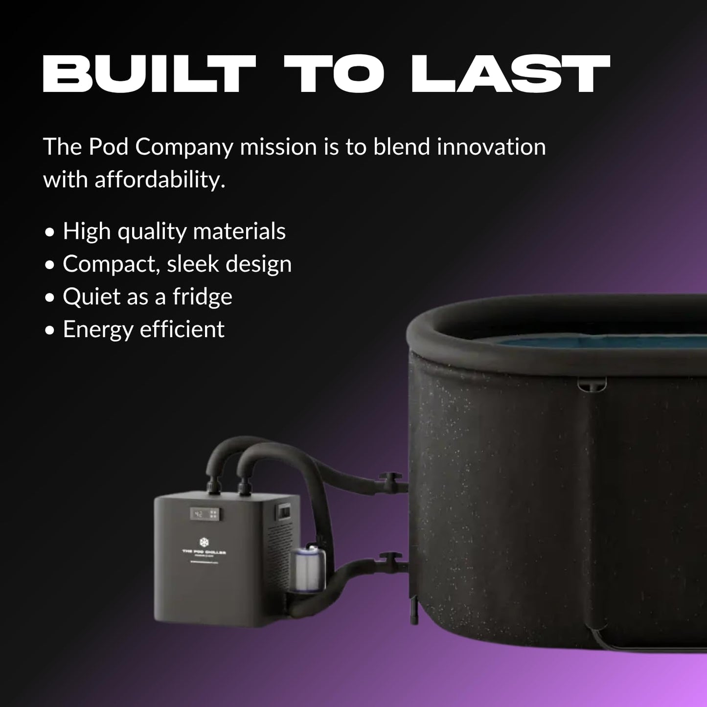 The Pod Company Standard Water Chiller – 1/3 HP – 41°F Cold Plunge Cooling System – Compact, Energy-Efficient, and Ideal for Daily Home Use – Compatible with Ice Pod Pro & Long Pod