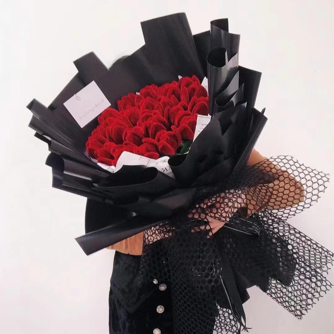 NafuXiaJJia Rose Pipe Cleaner Kit with 150 Pcs Pipe Cleaners Colourful in 2 Colours(Burgundy,Green,8 Pcs Green Floral Wire,Floral Tape,Flower Wrapping Paper and Ribbon