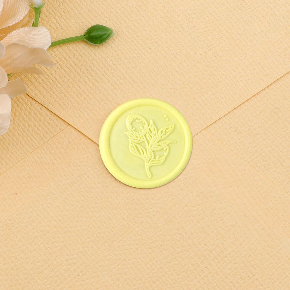 Aiviman 50Pcs Flower Wax Seal Stickers,Lemon Yellow Self Adhesive Envelope Seal Stickers,Great for Gift Wrapping,Wedding Invitation,Halloween,Christmas