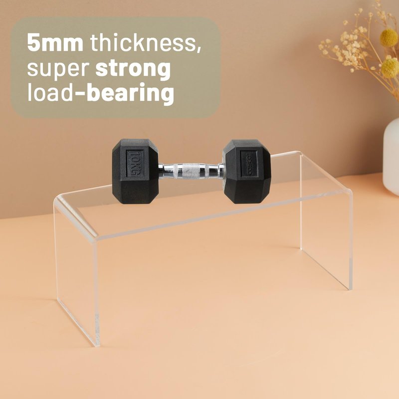 HTRYBNES 4 Packs Kitchen Cabinet Shelf Organizer, Acrylic Clear Shelf Riser, 5mm Thick Spice Rack for Dishes, Soda Cans and Cup(11.8 x 4.72 x 4.72 Inch)