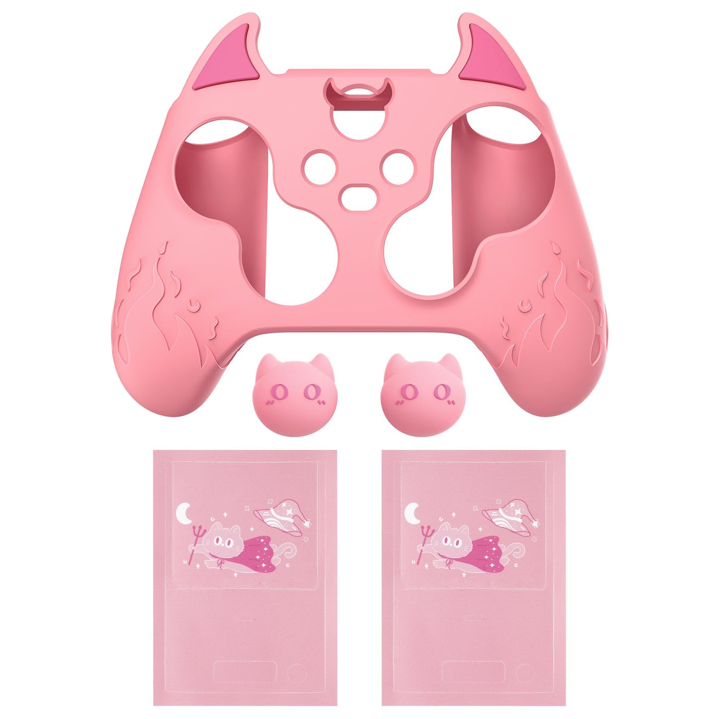 PlayVital Halloween Cute Demon Silicone Cover for Xbox Series X/S Controller, Kawaii Anti-Slip Controller Skin Grip Protector for Xbox Core Wireless Controller with Thumb Grip Caps - Pink