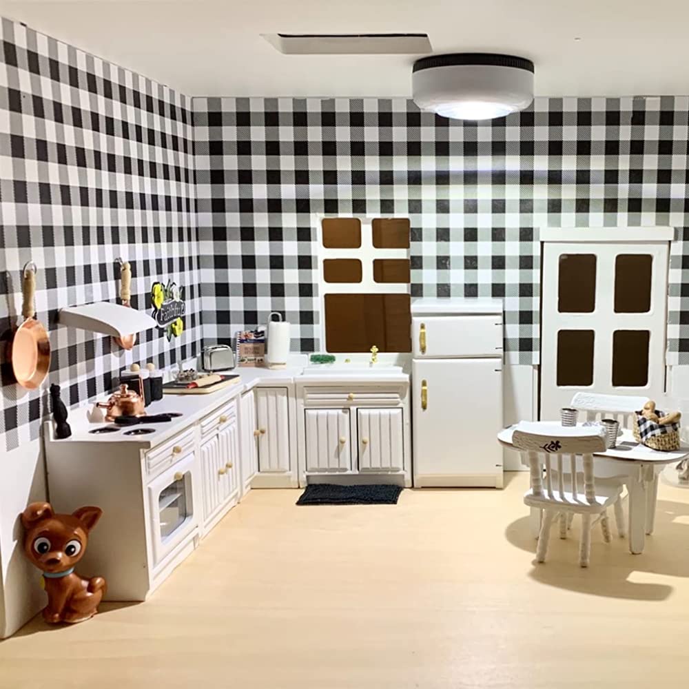 Wooden Dollhouse Miniature Furniture Kitchen Play Cabinet Fridge Set Freely Combined 1/12 Scale
