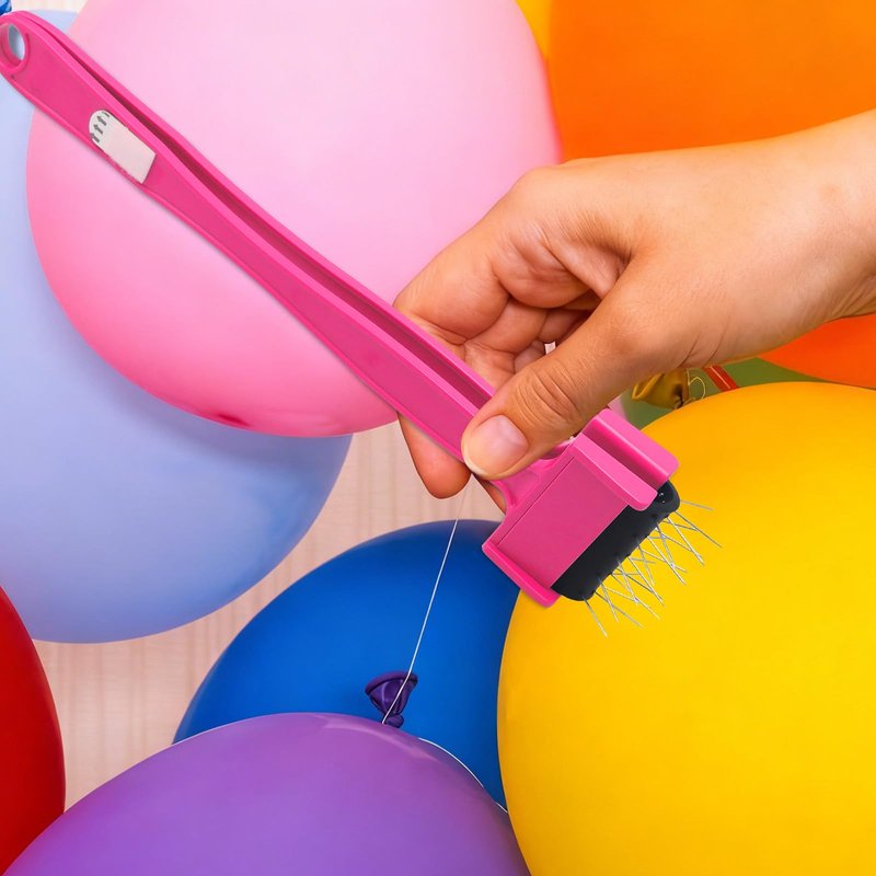 Balloon Burster Stick Popper Tool Removal Kit with 20 Steel Pins, Effectivly Deflating Balloons,Party Supply Tool Kit for Parties, Events, and Games (red)