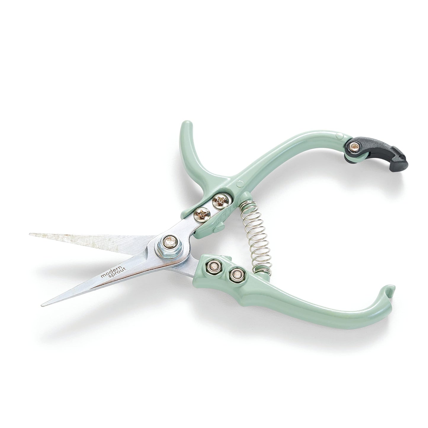 Modern Sprout Pruning Shears - Herb Snipping Scissors- Lightweight Gardening Tools W/Easy Lock - Flower Cutter Garden Shears - Carbon Steel Blade + Reusable Holster (Green, 1-Pack)
