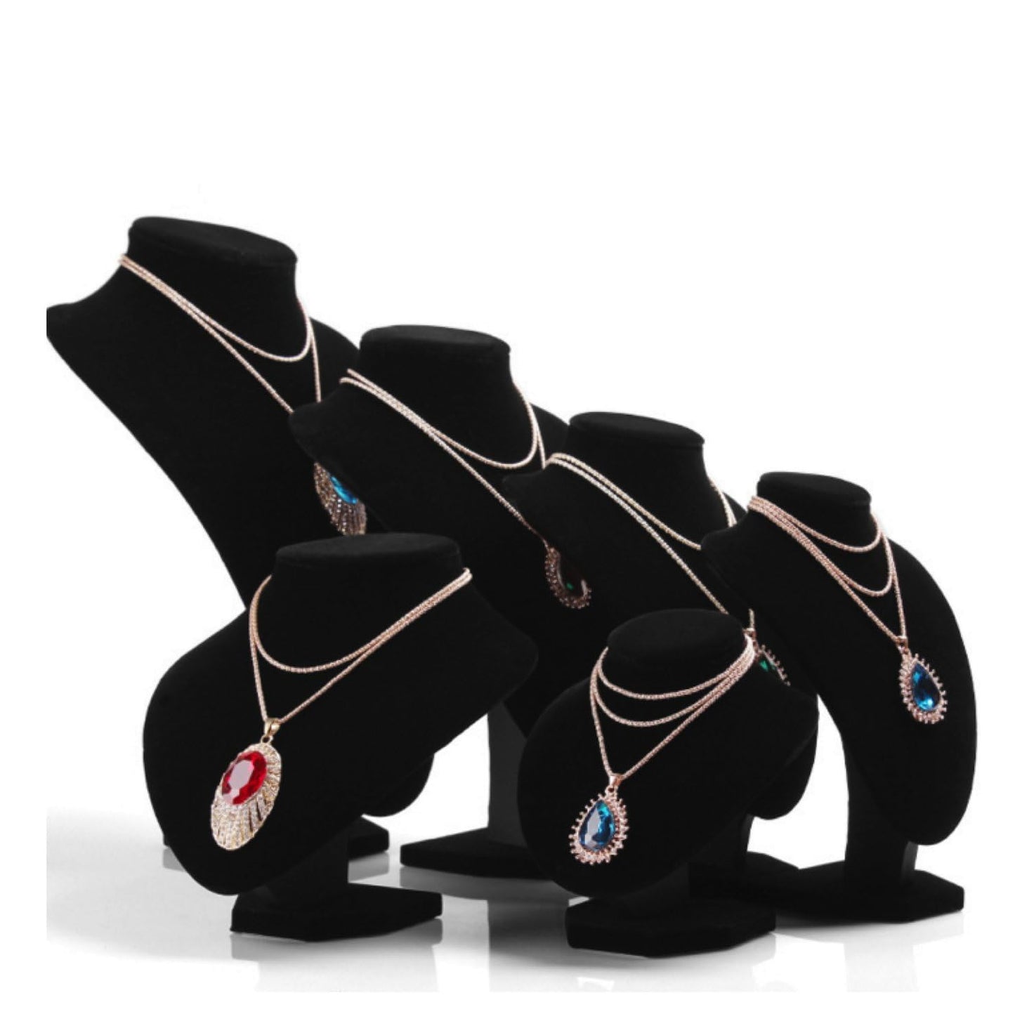 Comelyjewel Necklace Display Stand Set of 2, 21cm Velvet Jewelry Bust for Necklaces & Earrings, Tangle-Free Organizer for Dresser, Jewelry Display for Home & Vendors (Black Velvet)