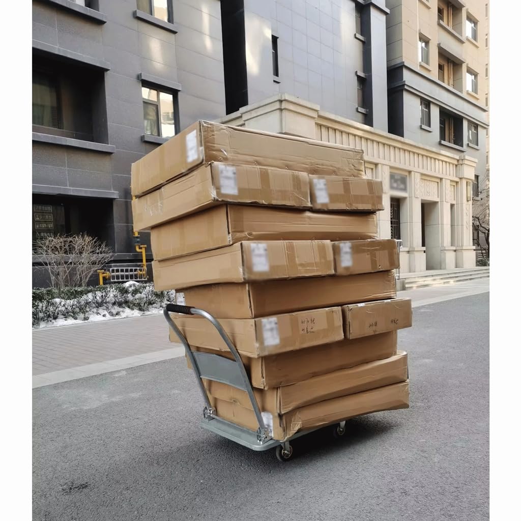 Heavy Duty Foldable Garage Platform Truck Flatbed Dolly Cart with 360° Swivel Wheels Ideal for Moving Groceries Warehouse and Garage Use