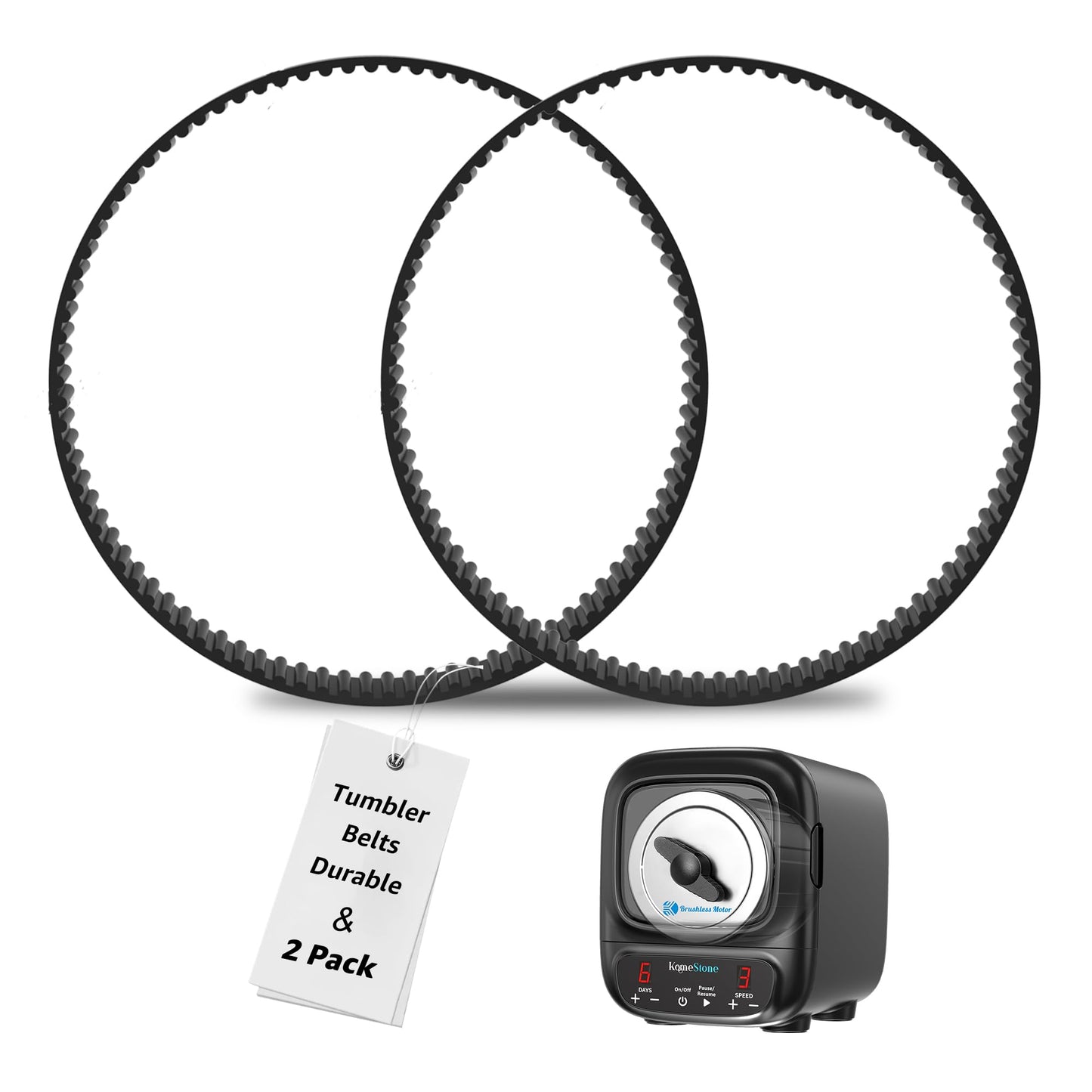 KomeStone K2 Elite Rock Tumbler Belt โ Strong & Durable Nylon Replacement Belt with Free 1-Year Support, 2 Pcs