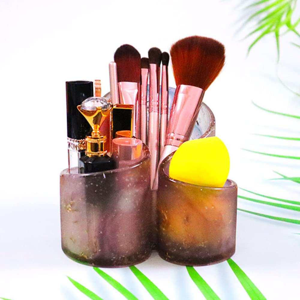 Resin Molds Silicone Storage Box Mold, Unique Makeup Organizer Trinket Container Epoxy Mold with 3 Slots, Pen Brush Holder Mould, Resin Clay Craft Making Home Ornament