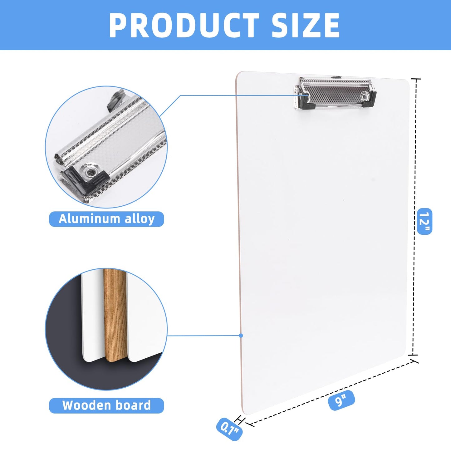 Dry Erase Clipboard 10 Pack, Clip Boards 9"x12" Whiteboard Clipboards Bulk Double Sided White Board for Classroom, Students, Office & School Supply