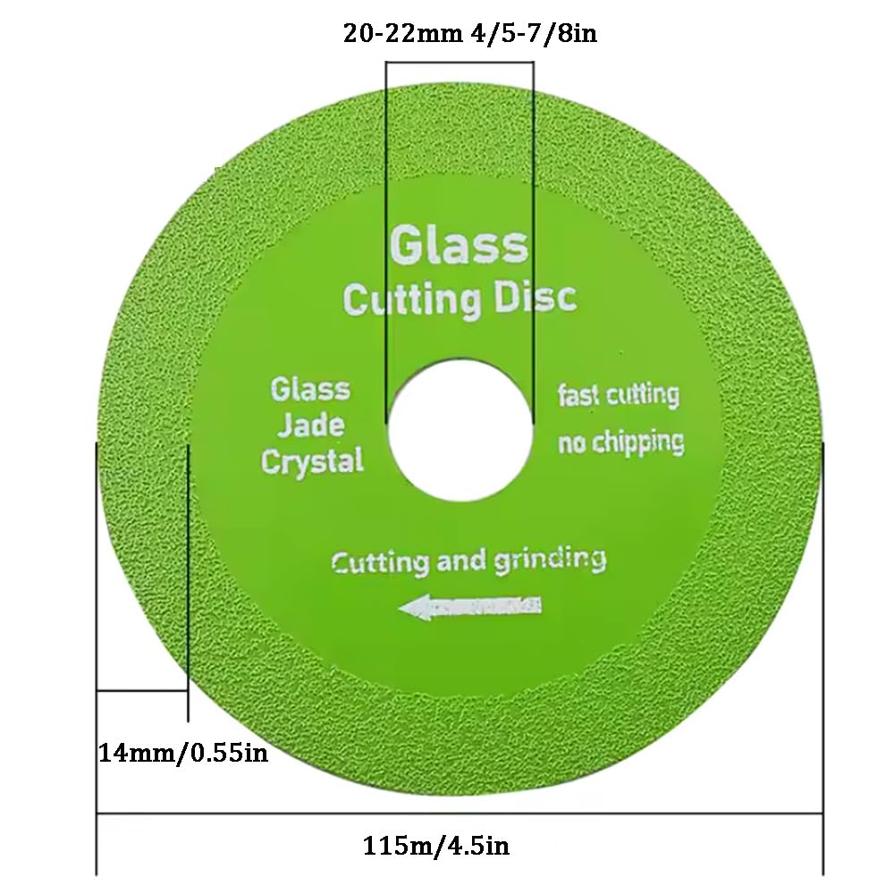 Glass Cutting Disc 4.5" Diamond Blade for Angle Grinder, 5pcs Ultra-Thin Glass Cutter for Bottles, Ceramic, Tile, Jade, Crystal & Wine Bottle Cutter, 7/8" Arbor Diamond Blade