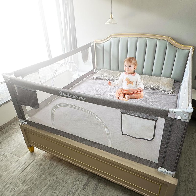 DEALNASTAR Bed Rail for Toddlers and Kids, 80" Adjustable Safety Bed Guard with 28 Height Gears,Universal Bedside Rail Fit Twin/Full/Queen/King/Cal King Mattresses