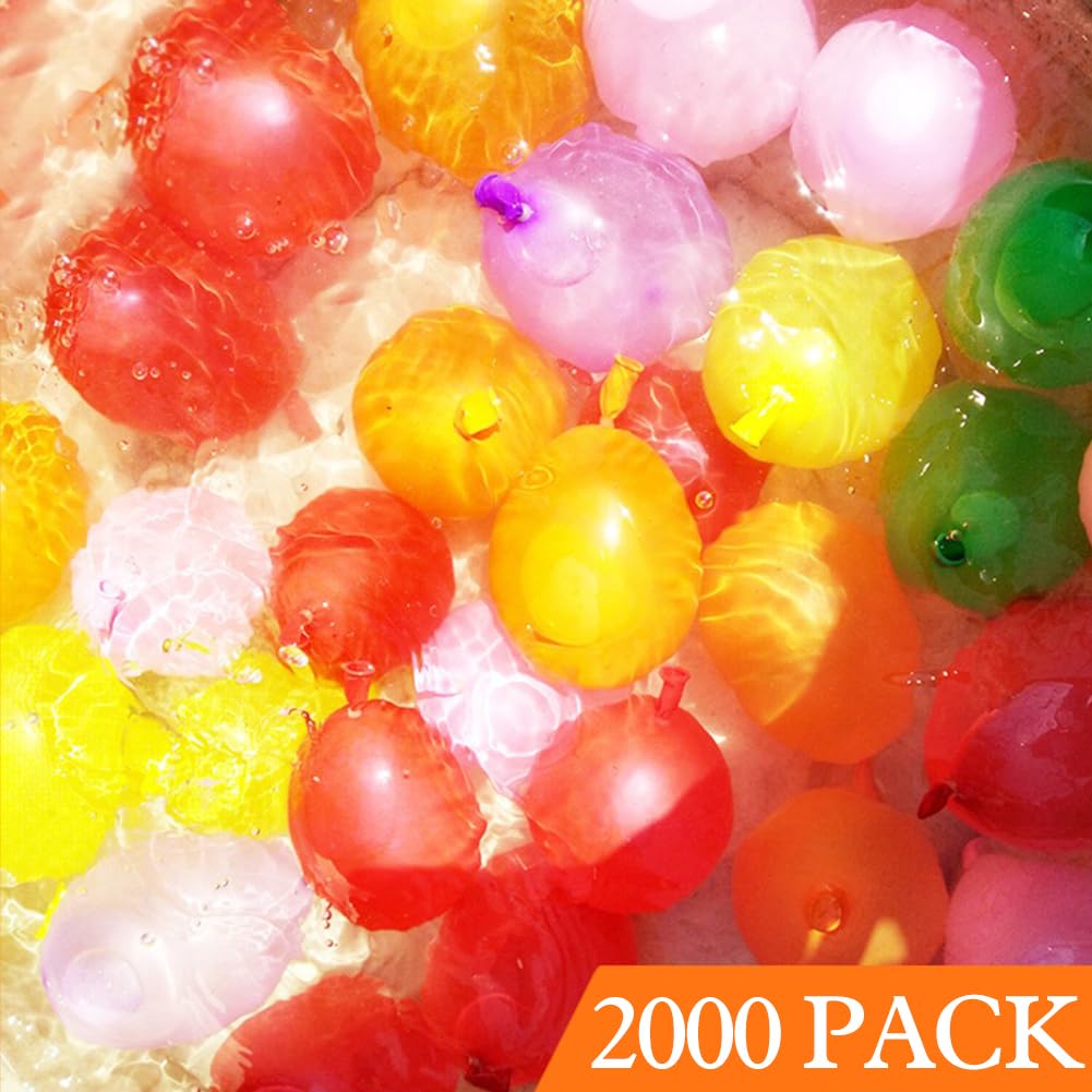 Hibery 2000 Pack Water Balloons with Refill Kits, Latex Water Bomb Balloons Fight Games - Summer Fun for Kids & Adults