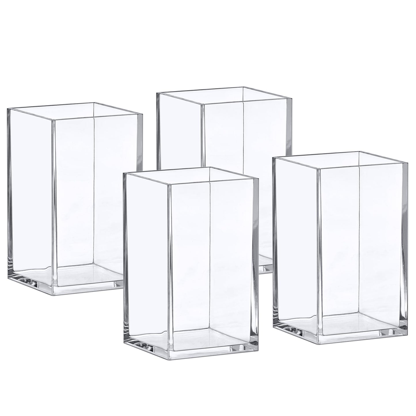 Amazing Abby - Penelope - 4-Pack Pen Holder, Acrylic Pen Holder, Clear Plastic Organizer for Office Supplies, Perfect Office Desktop Storage Solution for Pencils, Pens, Markers, Scissors, and More