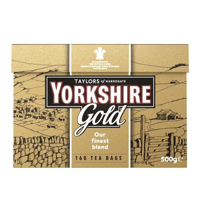 Yorkshire Tea, Gold, Pillow Tea Bags, 160 Count (Pack of 6), Premium Blend, Rich, Smooth, and Satisfying, Classic British Breakfast Blend, Caffeinated, Enjoy Hot or Iced, 160 Teabags