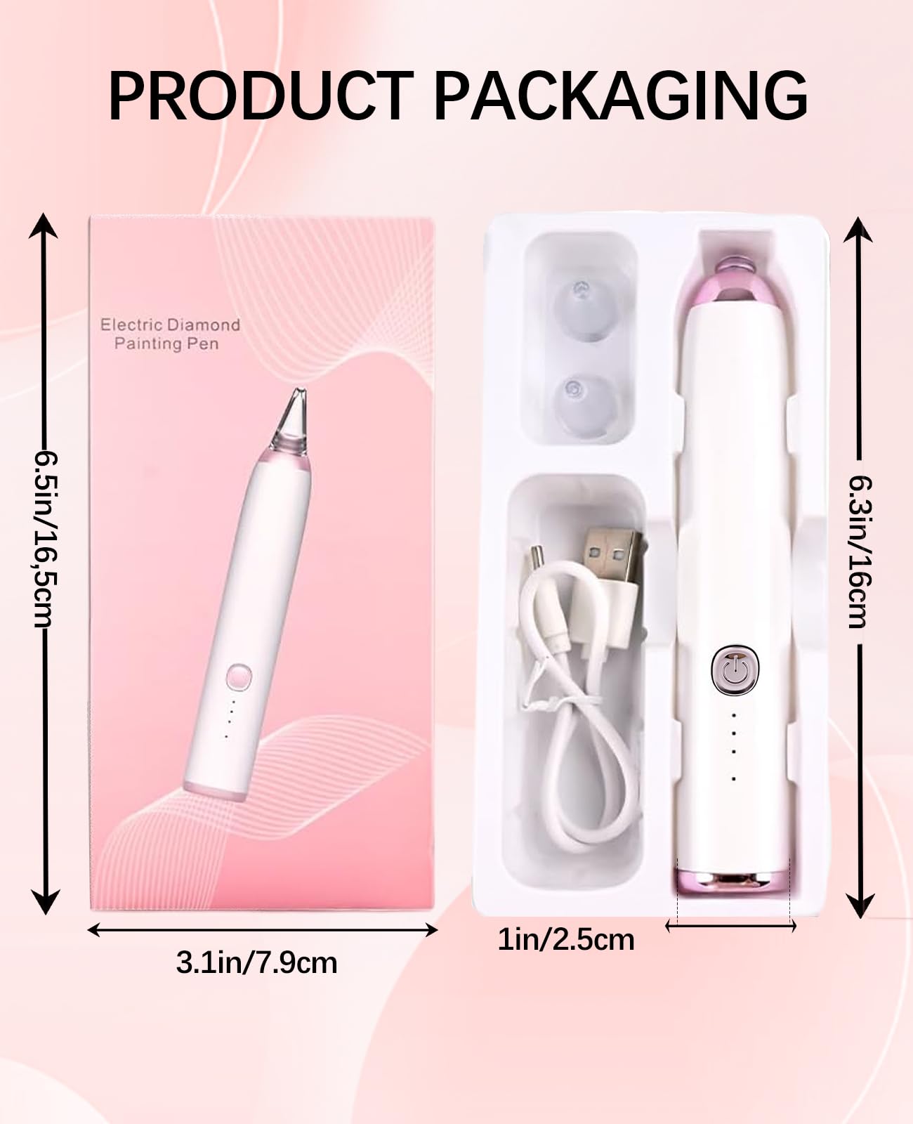 QIDUHUQI Electric Diamond Painting Pen, Diamond Art Vacuum Pen with Round and Square Nozzles, 3 Powerful Suction Modes, Cordless Diamond Art Accessories for Home Crafting and Gifts (Ivory White)