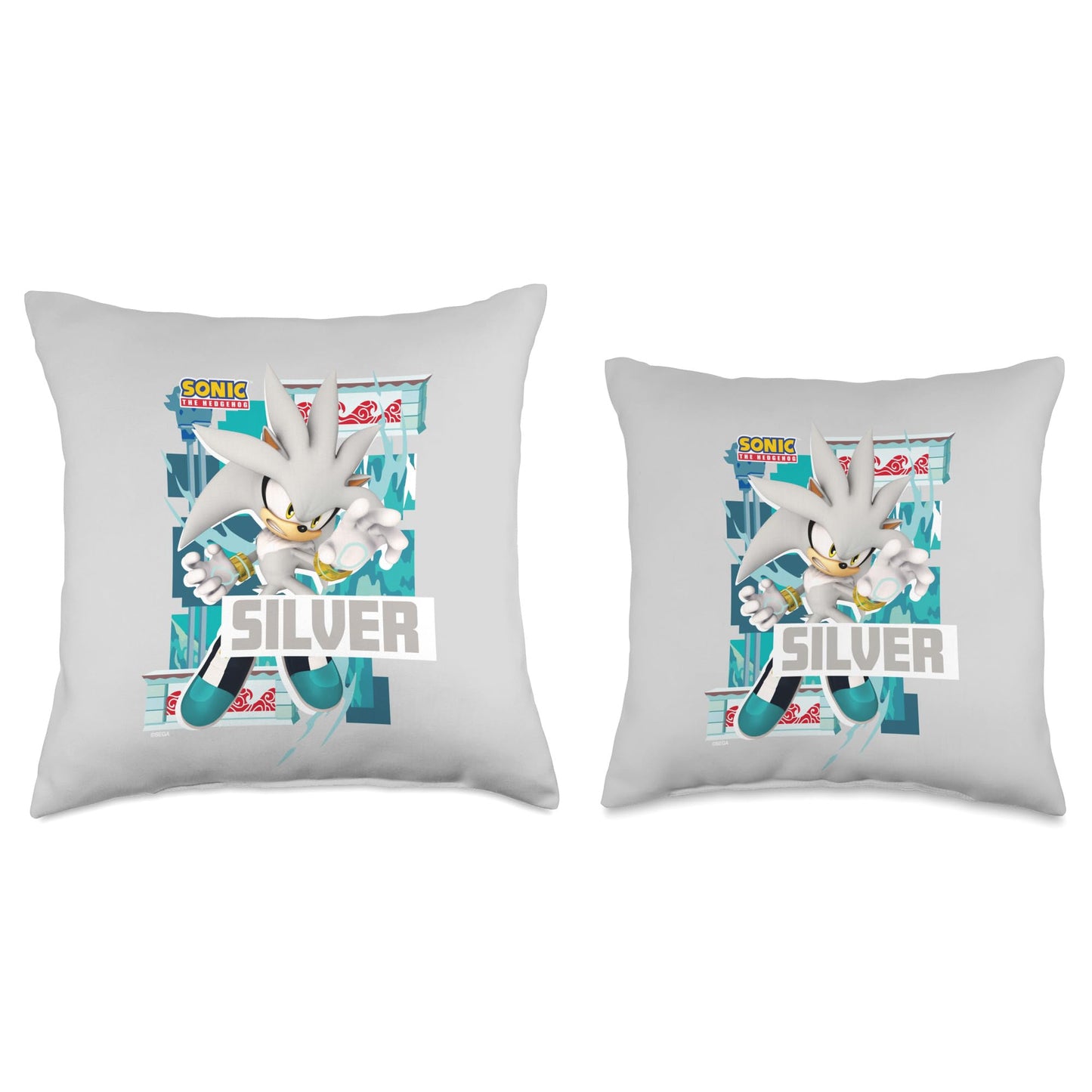 Sonic The Hedgehog - in The Zone - Silver Throw Pillow