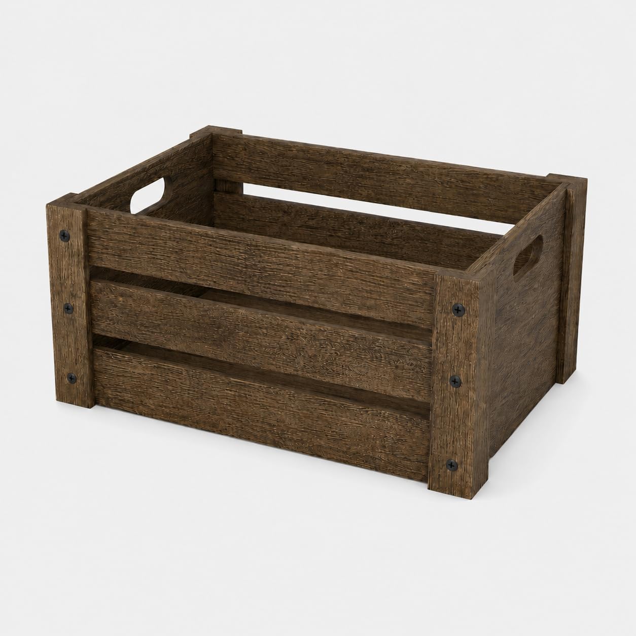 Wooden Crates for Display, 3 Pack Large Rustic Handmade Wood Crate for Storage, Wooden Basket with Handles, Nesting Crates Boxes for Container and Decor Living Room Outdoor Christmas (Extra Large)