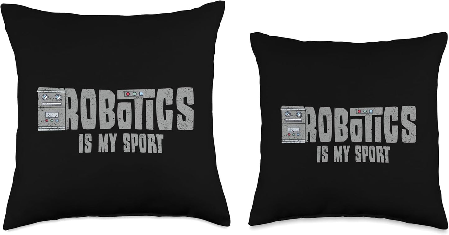 Robotics Is My Sport Throw Pillow - Robot Engineering Vintage