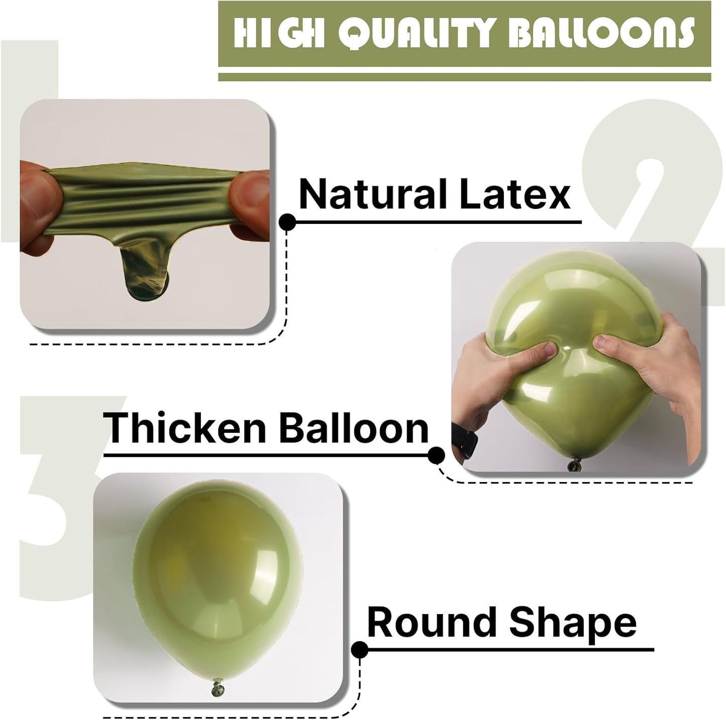 PartyWoo Sage Green Balloons - 127-Piece Latex Balloon Arch Kit for Weddings & Birthdays | Olive Boho Decor