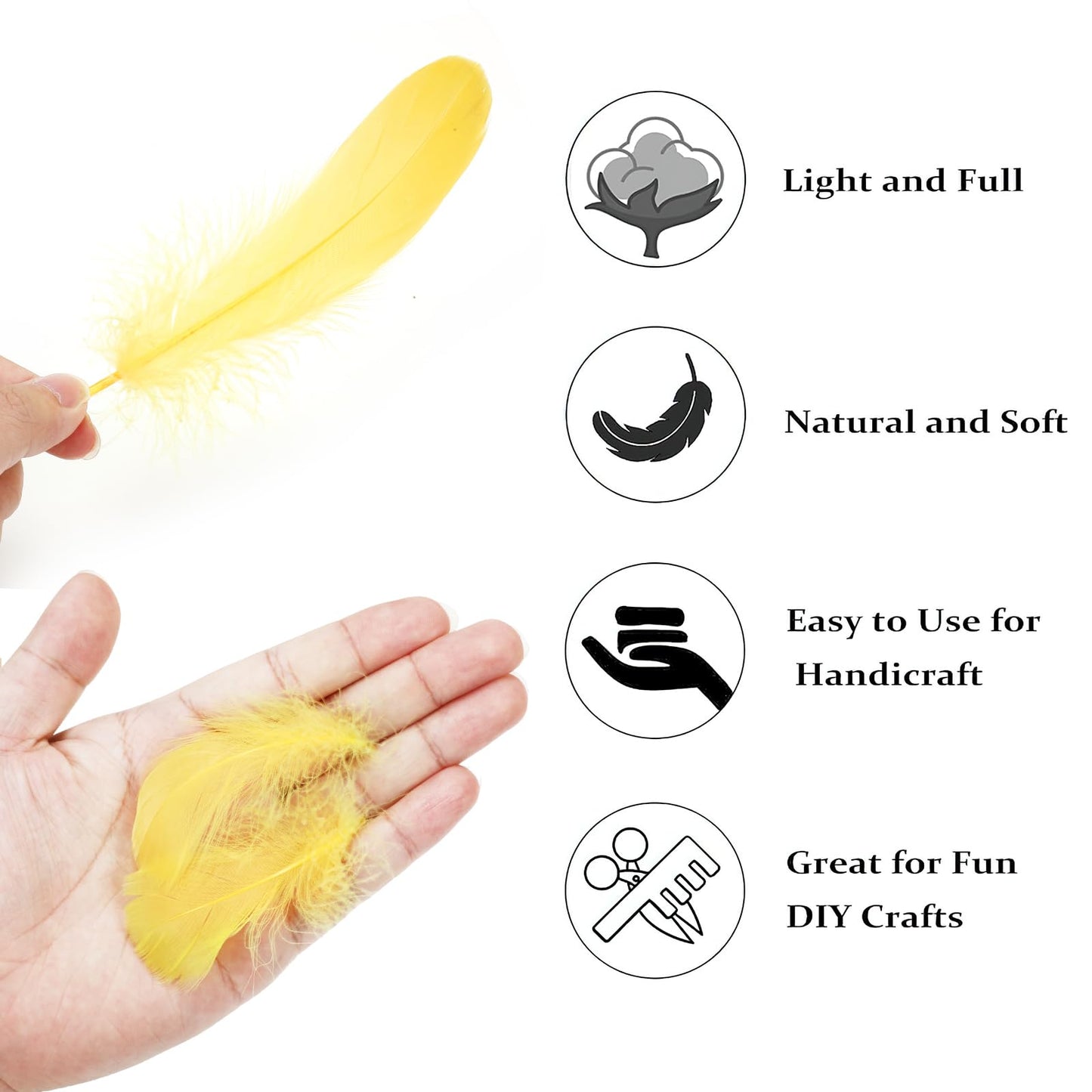 MWOOT 4 Styles Assorted Crafts Feathers (Yellow)
