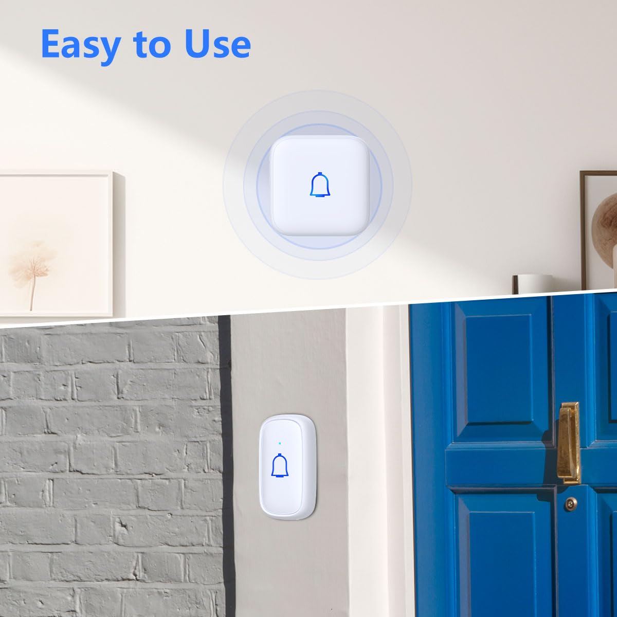 Classroom Doorbell Wireless Doorbell IP66 Waterproof 1000Ft 66 Chimes Mute Mode 115dB 7-Level Vol Loud Electric Door Bells for Home Office Classroom Kids Room Teachers & Hearing-Impaired