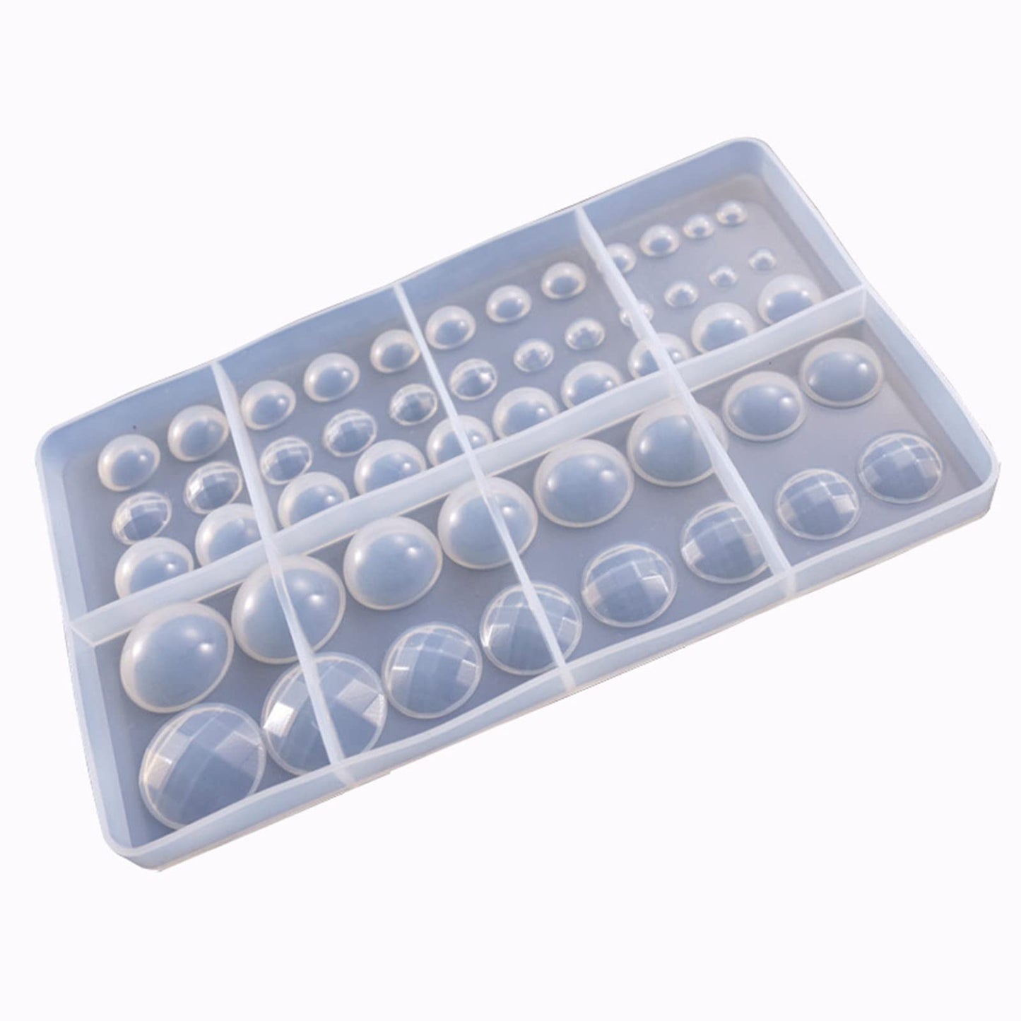 DD-life 2 Pcs Cabochon Gem Silicone Mold, Clear Round Silicone Mold for Making Earrings Jewelry Making Crafting Projects(Large)