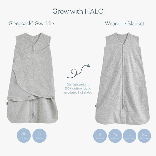 HALO 100% Cotton Sleepsack Swaddle - 3-Way Adjustable Wearable Blanket, TOG 1.5, Forest Friends, Small (3-6 Months)