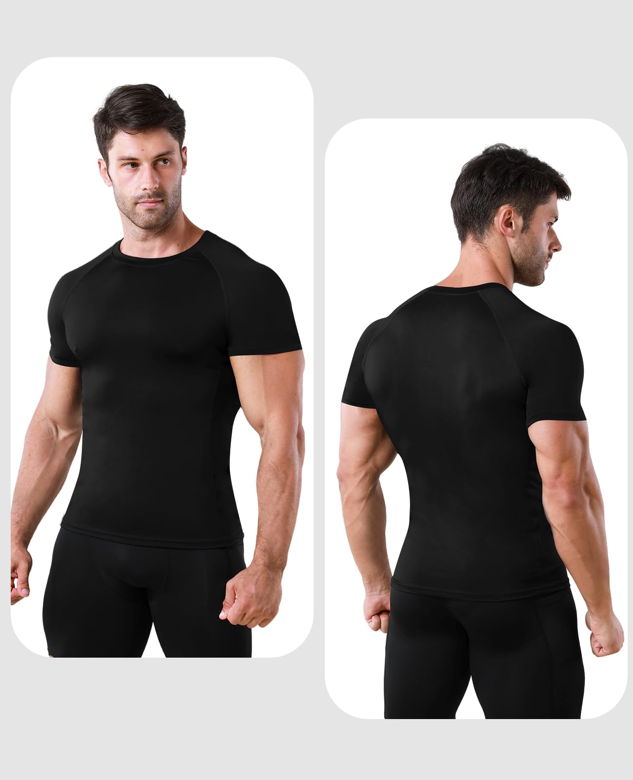 Niksa Men's Compression Shirts 1 Pack, Compression Shirts for Men Short Sleeve Athletic, Quick-Drying Workout T Shirts Base Layer Undershirt Black