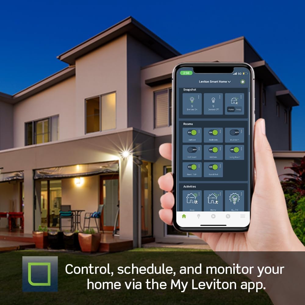 Leviton Decora Smart Dimmer Switch, Wi-Fi 2nd Gen, Neutral Wire Required, Works with Matter, My Leviton, Alexa, Google Assistant, Apple Home/Siri & Wired or Wire-Free 3-Way, D26HD-2RW, White