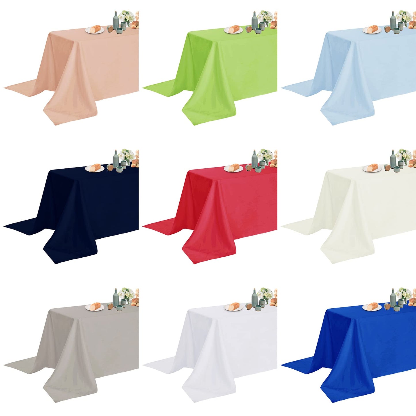 Fokitut 6 Pack Waterproof Rectangle Tablecloth, 90x132 Inch,Stain Resistant and Wrinkle Polyester Table Cloth, Fabric Table Cover for Kitchen Dining, Wedding, Party, Holiday Dinner-Black