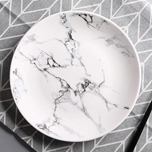 Marble Design Porcelain Dinner Accent Plates, Set of 4, 8 Inches