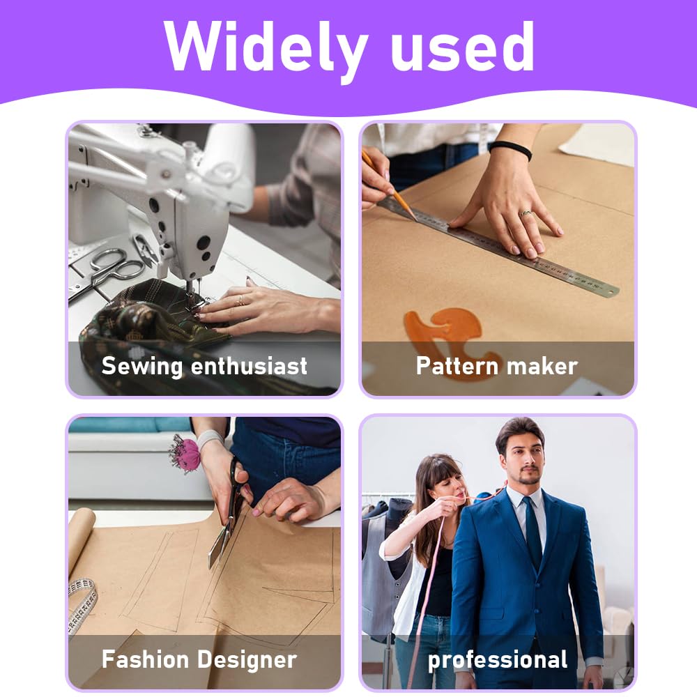 Morimoe Fashion Sewing Ruler, Vary Form Curve Ruler, French Curves Measuring Cloth Design, Drawing Pattern, Aluminum (5-Pcs Set)