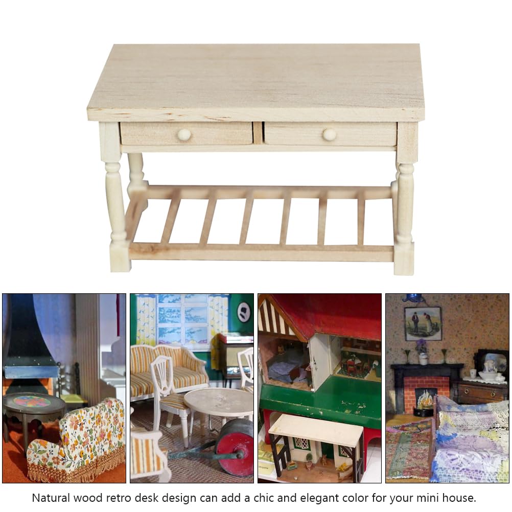 Mini Furniture Model Adorable Furniture Ornament Wooden Decoration Mini Desk Model Mini House Desk Simulation Furniture Mini House Furniture Miniature Adornment Wooden Mini Desk