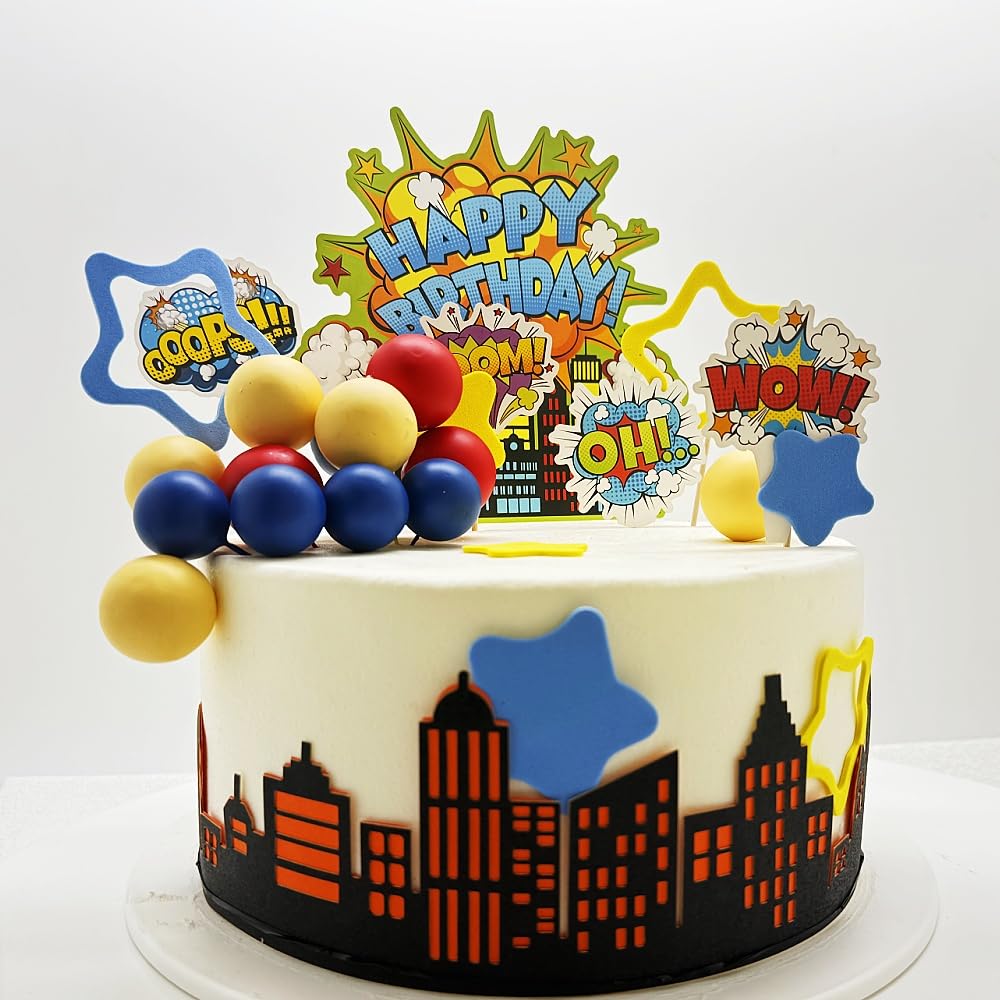 Superhero Cake Decorations Superhero Themed Party Decoration City Cake Border Decoration