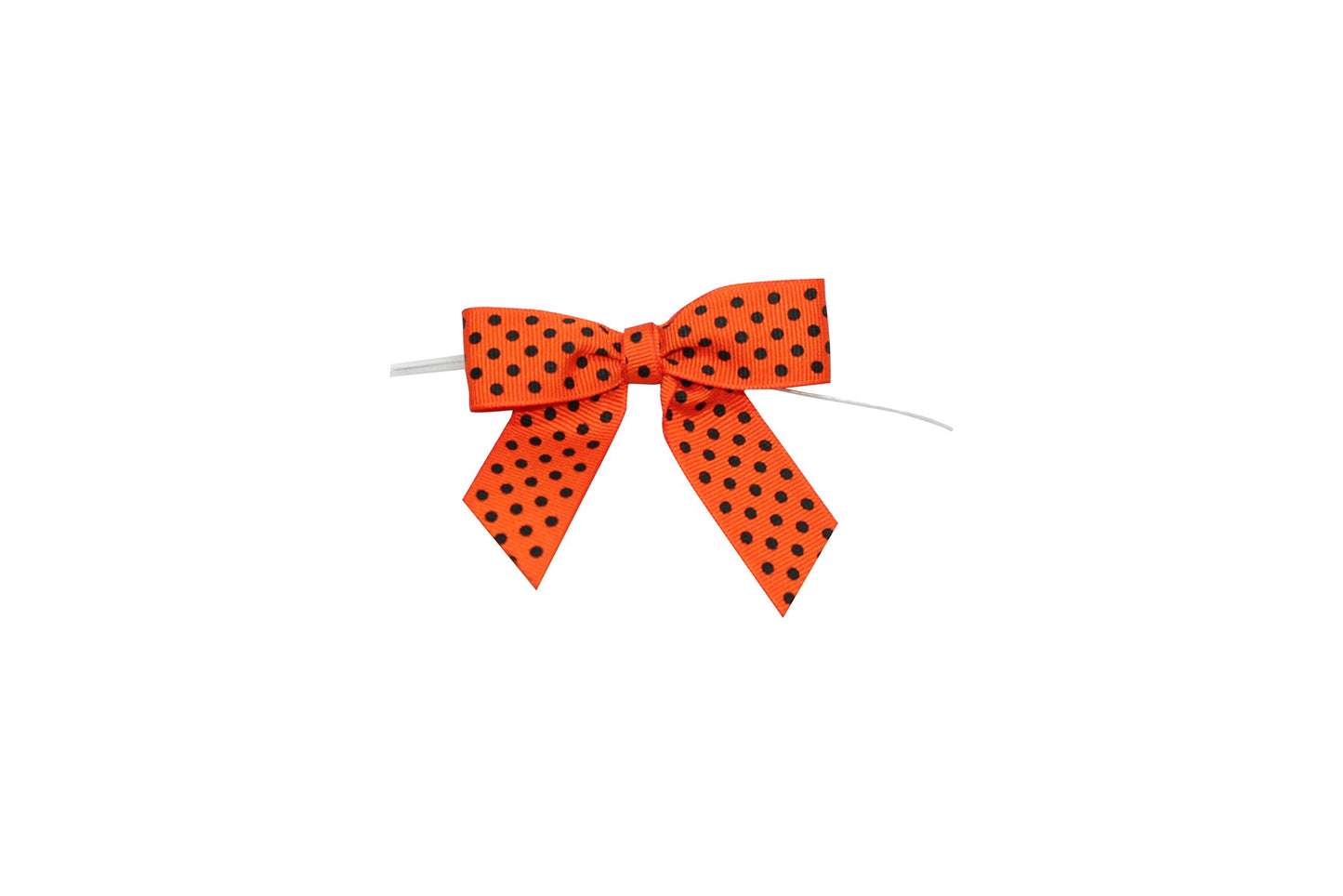 Reliant Ribbon Grosgrain Dot Twist Tie Bows - Large Bows, 7/8 Inch X 100 Pieces, Orange/black